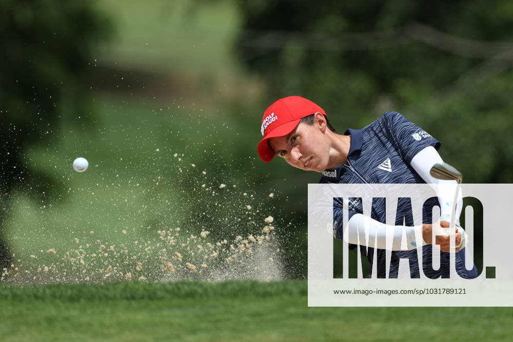Dana Open Carlota Ciganda of Spain blasts out of the sand trap toward the first green during Day Two of the Dana Open at Highland Meadows Golf Club in Sylvania, Ohio USA, on Friday, July 14, 2023. Sylvania Ohio United States