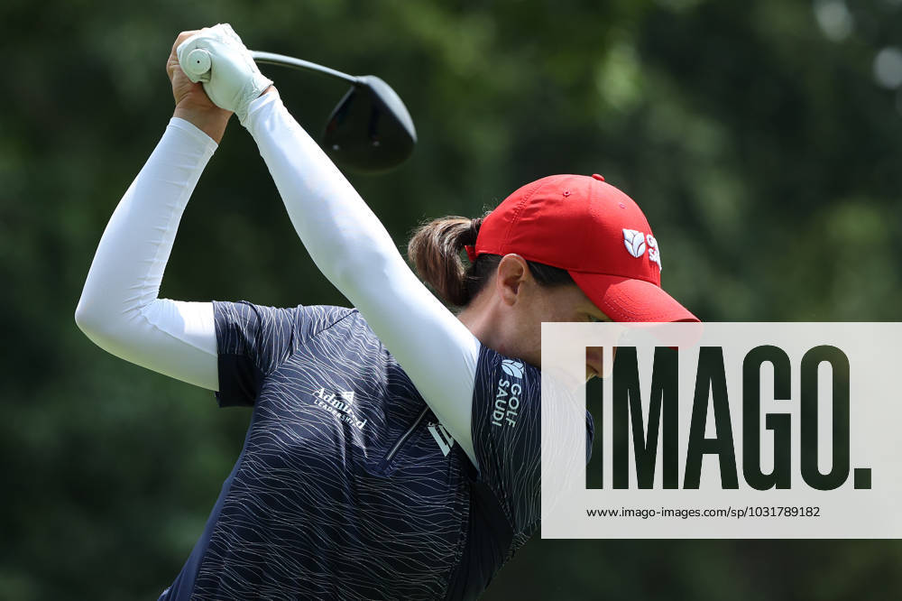 Dana Open Carlota Ciganda of Spain tees off on the third hole during Day Two of the Dana Open at Highland Meadows Golf Club in Sylvania, Ohio USA, on Friday, July 14, 2023. Sylvania Ohio United States
