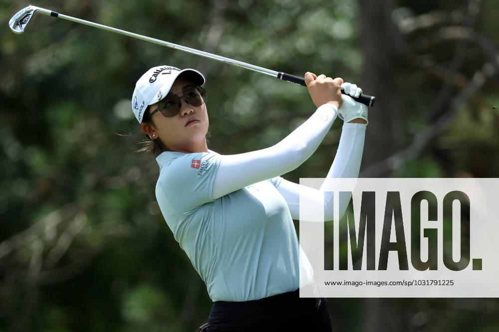 Dana Open Rose Zhang tees off on the second tee during Day Two of the Dana Open at Highland Meadows Golf Club in Sylvania, Ohio USA, on Friday, July 14, 2023. Sylvania Ohio United States