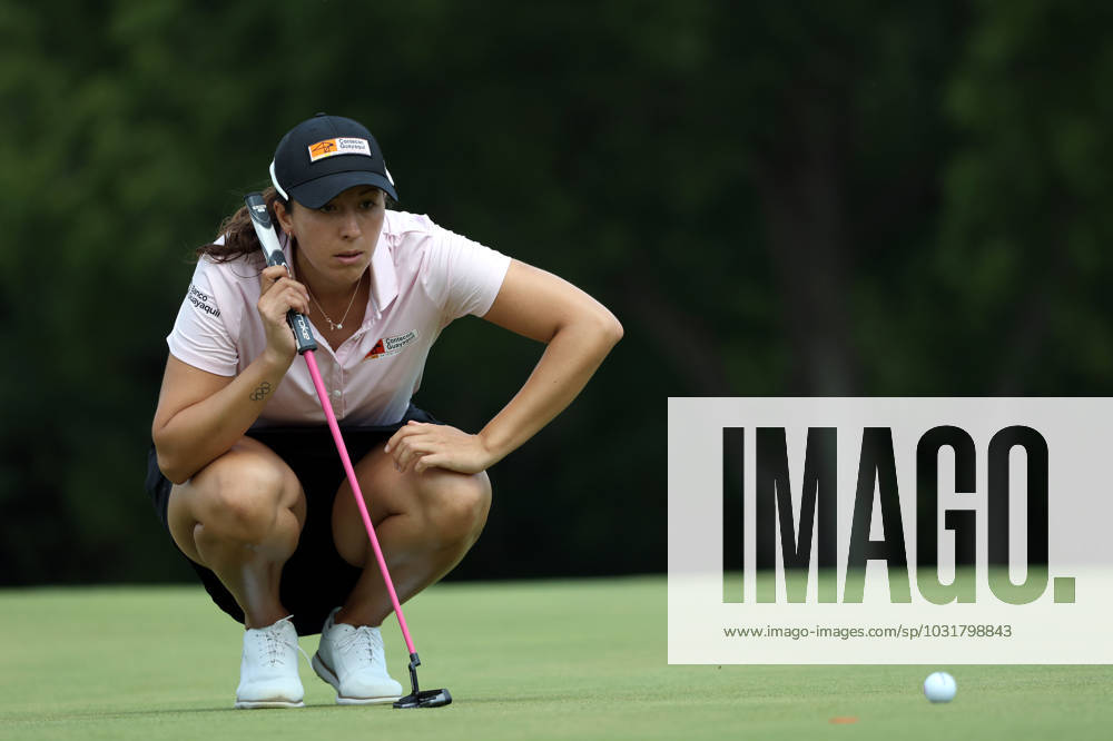 Dana Open Daniela Darquea of Ecuador lines up her putt on the 18th green during Day Two of the Dana Open at Highland Meadows Golf Club in Sylvania, Ohio USA, on Friday, July 14, 2023. Sylvania Ohio United States