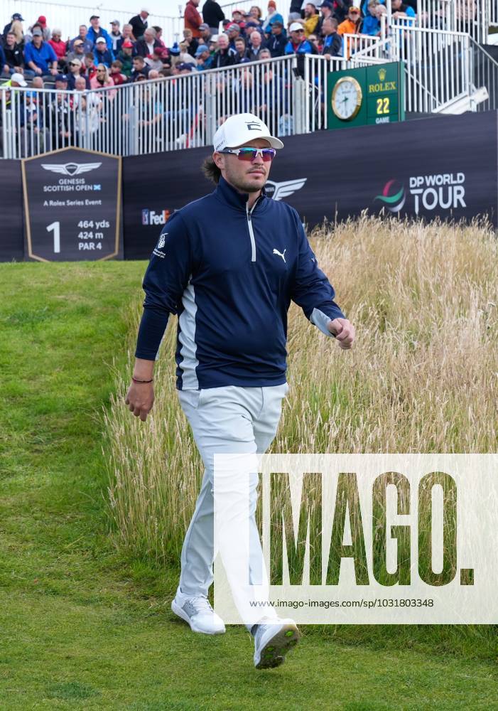 Mandatory Credit: Photo by Stuart Wallace Shutterstock (14003897a) Ewen Ferguson (SCO) walks towards the fairway on the 1st hole of his 3rd round. Genesis Scottish Open, Day Three, Golf, The Renaissance Club, North Berwick, UK - 15 Jul 2023 Genesis Scottish Open, Day Three, Golf, The Renaissance Club, North Berwick, UK - 15 Jul 2023