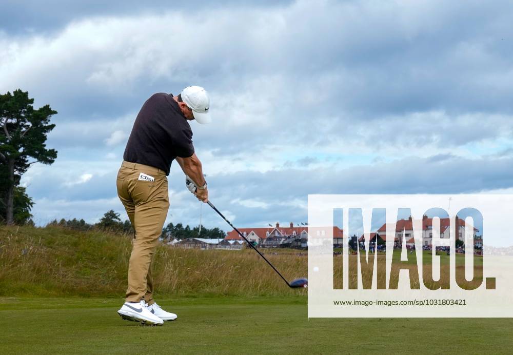 Mandatory Credit: Photo by Stuart Wallace Shutterstock (14003897f) Rory McIlroy (NIR) plays his tee shot at the 2nd hole during the 3rd round. Genesis Scottish Open, Day Three, Golf, The Renaissance Club, North Berwick, UK - 15 Jul 2023 Genesis Scottish Open, Day Three, Golf, The Renaissance Club, North Berwick, UK - 15 Jul 2023