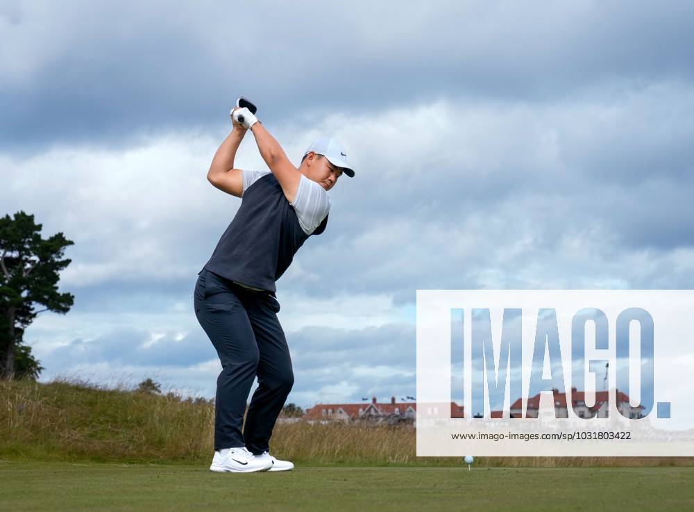 Mandatory Credit: Photo by Stuart Wallace Shutterstock (14003897g) Tom Kim (KOR) plays his tee shot at the 2nd hole during the 3rd round. Genesis Scottish Open, Day Three, Golf, The Renaissance Club, North Berwick, UK - 15 Jul 2023 Genesis Scottish Open, Day Three, Golf, The Renaissance Club, North Berwick, UK - 15 Jul 2023