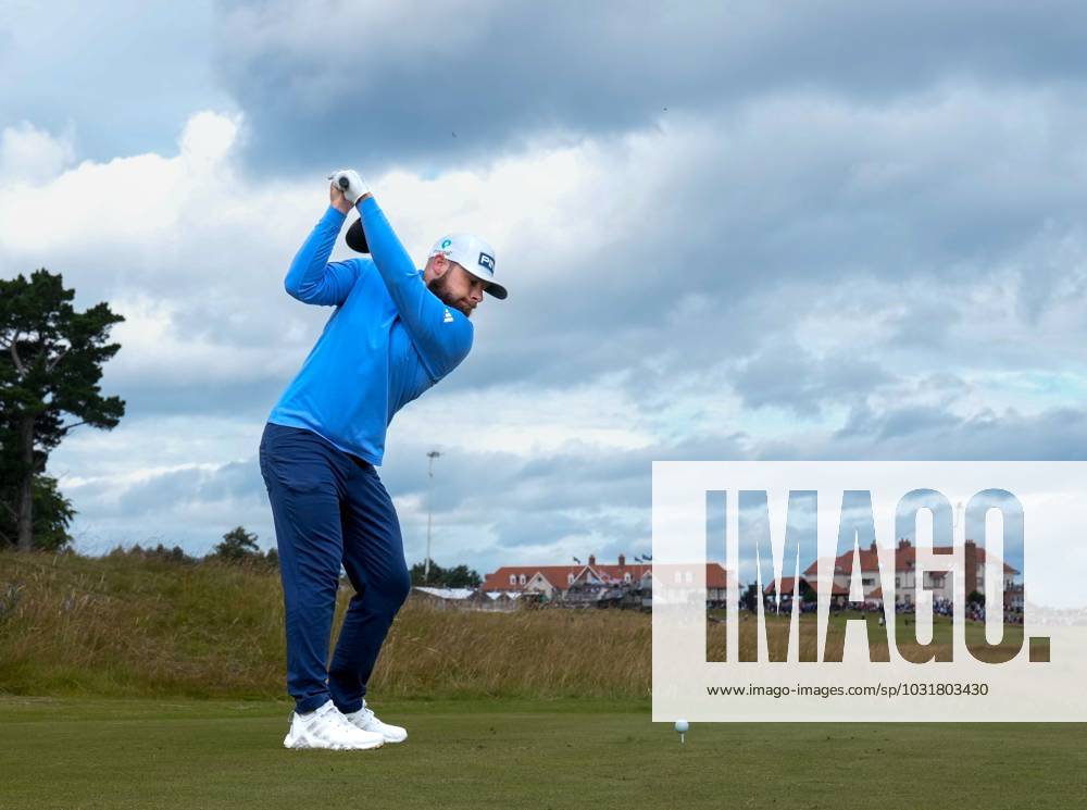 Mandatory Credit: Photo by Stuart Wallace Shutterstock (14003897h) Tyrell Hatton (ENG) plays his tee shot at the 2nd hole during the 3rd round. Genesis Scottish Open, Day Three, Golf, The Renaissance Club, North Berwick, UK - 15 Jul 2023 Genesis Scottish Open, Day Three, Golf, The Renaissance Club, North Berwick, UK - 15 Jul 2023
