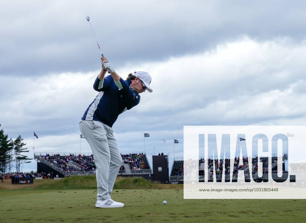 Mandatory Credit: Photo by Stuart Wallace Shutterstock (14003897l) Ewen Ferguson (SCO) plays his tee shot at the 6th hole during the 3rd round. Genesis Scottish Open, Day Three, Golf, The Renaissance Club, North Berwick, UK - 15 Jul 2023 Genesis Scottish Open, Day Three, Golf, The Renaissance Club, North Berwick, UK - 15 Jul 2023