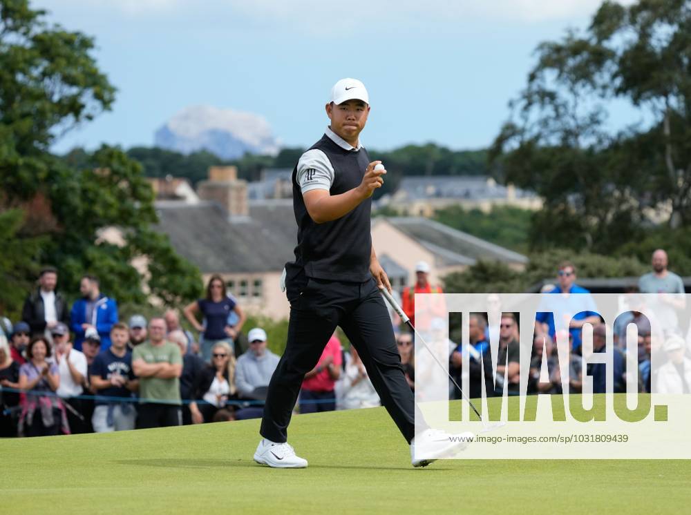 Mandatory Credit: Photo by Stuart Wallace Shutterstock (14003897an) Tom Kim (KOR) on the 17th green during the 3rd round. Genesis Scottish Open, Day Three, Golf, The Renaissance Club, North Berwick, UK - 15 Jul 2023 Genesis Scottish Open, Day Three, Golf, The Renaissance Club, North Berwick, UK - 15 Jul 2023