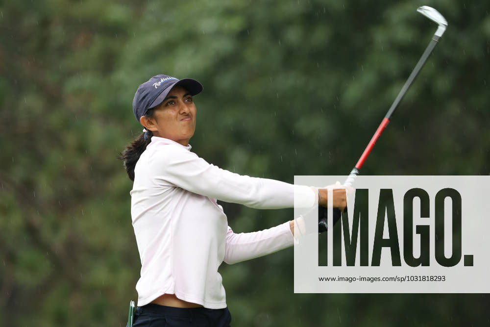 Dana Open Aditi Ashok of India tees off on the second tee during Day Three of the Dana Open at Highland Meadows Golf Club in Sylvania, Ohio USA, on Saturday, July 15, 2023. Sylvania Ohio United States