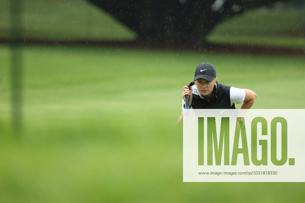Dana Open Frida Kinhult of Sweden lines up her putt on the 4th green during Day Three of the Dana Open at Highland Meadows Golf Club in Sylvania, Ohio USA, on Saturday, July 15, 2023. Sylvania Ohio United States