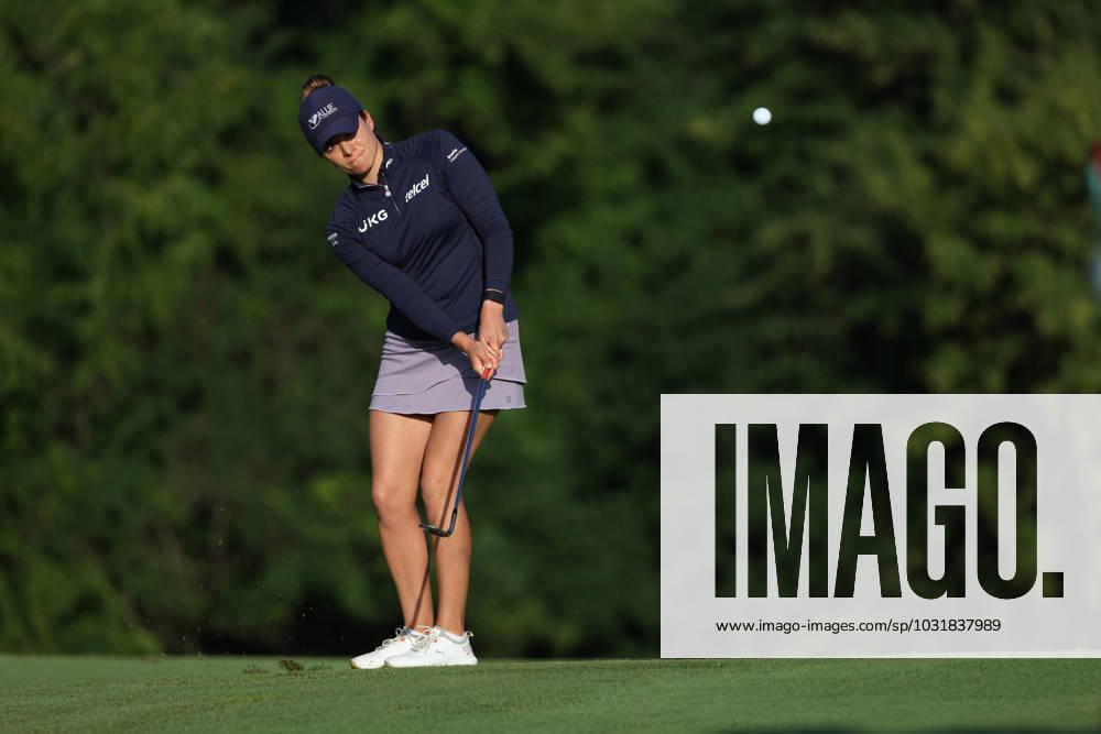 Dana Open Gaby Lopez of Mexico follows her shot toward the 18th green during Day Three of the Dana Open at Highland Meadows Golf Club in Sylvania, Ohio USA, on Saturday, July 15, 2023. Sylvania Ohio United States