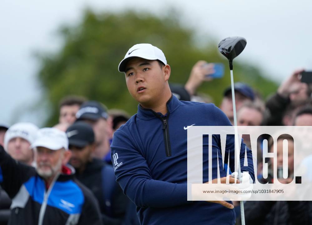 Mandatory Credit: Photo by Stuart Wallace Shutterstock (14003901aa) Tom Kim (KOR) on the 2nd tee during the final round. Genesis Scottish Open, Day Four, Golf, The Renaissance Club, North Berwick, UK - 16 Jul 2023 Genesis Scottish Open, Day Four, Golf, The Renaissance Club, North Berwick, UK - 16 Jul 2023