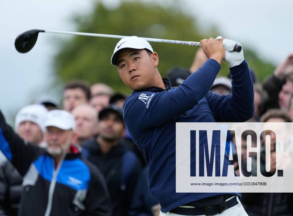 Mandatory Credit: Photo by Stuart Wallace Shutterstock (14003901y) Tom Kim (KOR) on the 2nd tee during the final round. Genesis Scottish Open, Day Four, Golf, The Renaissance Club, North Berwick, UK - 16 Jul 2023 Genesis Scottish Open, Day Four, Golf, The Renaissance Club, North Berwick, UK - 16 Jul 2023