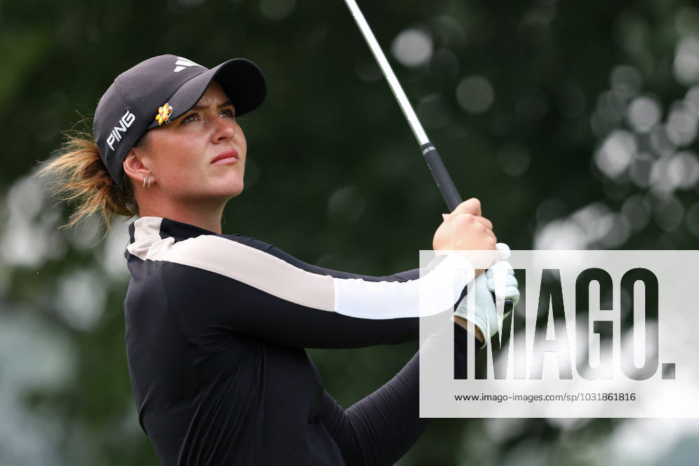 Dana Open Linn Grant of Sweden tees off on the second tee during the final round of the Dana Open at Highland Meadows Golf Club in Sylvania, Ohio USA, on Sunday, July 16, 2023. Sylvania Ohio United States