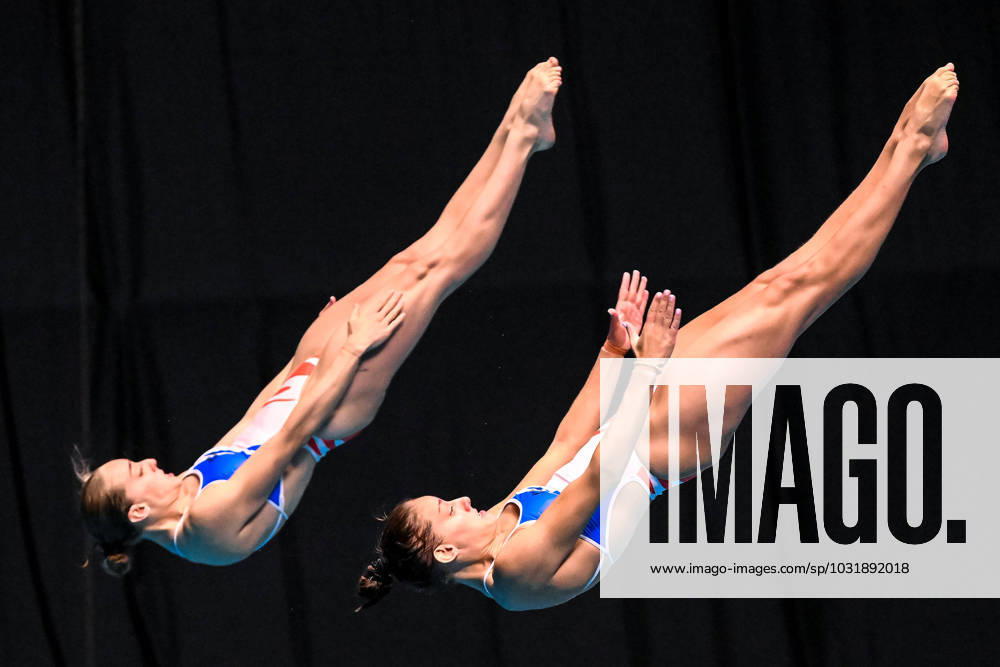 KW29 Nais Gillet of France, Jade Gillet of France compete in the 3m Springboard Synchro Women Preliminary during the 20th World Aquatics Championships at the Fukuoka Prefectural Pool in Fukuoka (Japan), July 17th, 2023. GiorgioXScala