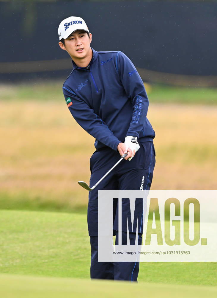 Mandatory Credit: Photo by Greig Cowie Shutterstock (14012011aj) Rikuya Hoshino chips on the 2nd Green The British Open Championship, Practice, Golf, Royal Liverpool Golf Club, Liverpool, UK - 17 Jul 2023 The British Open Championship, Practice, Golf, Royal Liverpool Golf Club, Liverpool, UK - 17 Jul 2023