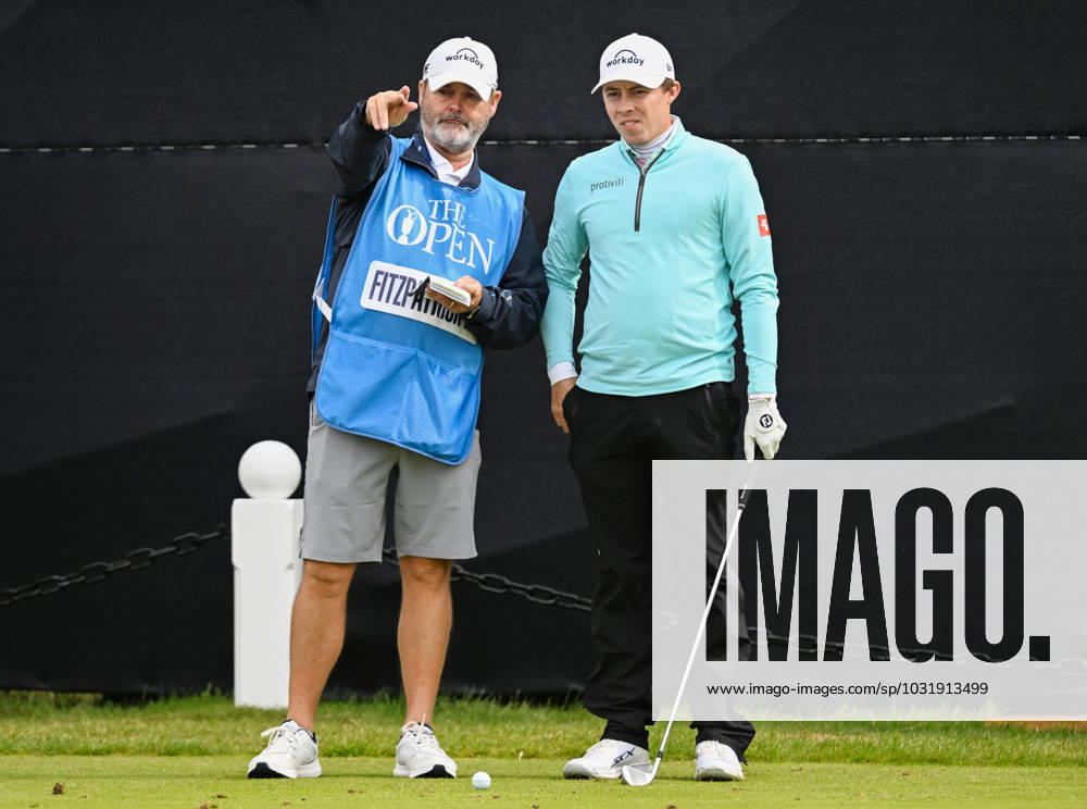 Mandatory Credit: Photo by Greig Cowie Shutterstock (14012011r) Matt Fitzpatrick on the 3rd Tee during Monday Practice with Caddy Billy Foster The British Open Championship, Practice, Golf, Royal Liverpool Golf Club, Liverpool, UK - 17 Jul 2023 The British Open Championship, Practice, Golf, Royal Liverpool Golf Club, Liverpool, UK - 17 Jul 2023