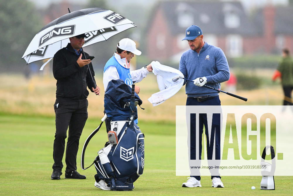 Mandatory Credit: Photo by Greig Cowie Shutterstock (14012011de) Bryson DeChambeau on the 16th fairway The British Open Championship, Practice, Golf, Royal Liverpool Golf Club, Liverpool, UK - 17 Jul 2023 The British Open Championship, Practice, Golf, Royal Liverpool Golf Club, Liverpool, UK - 17 Jul 2023
