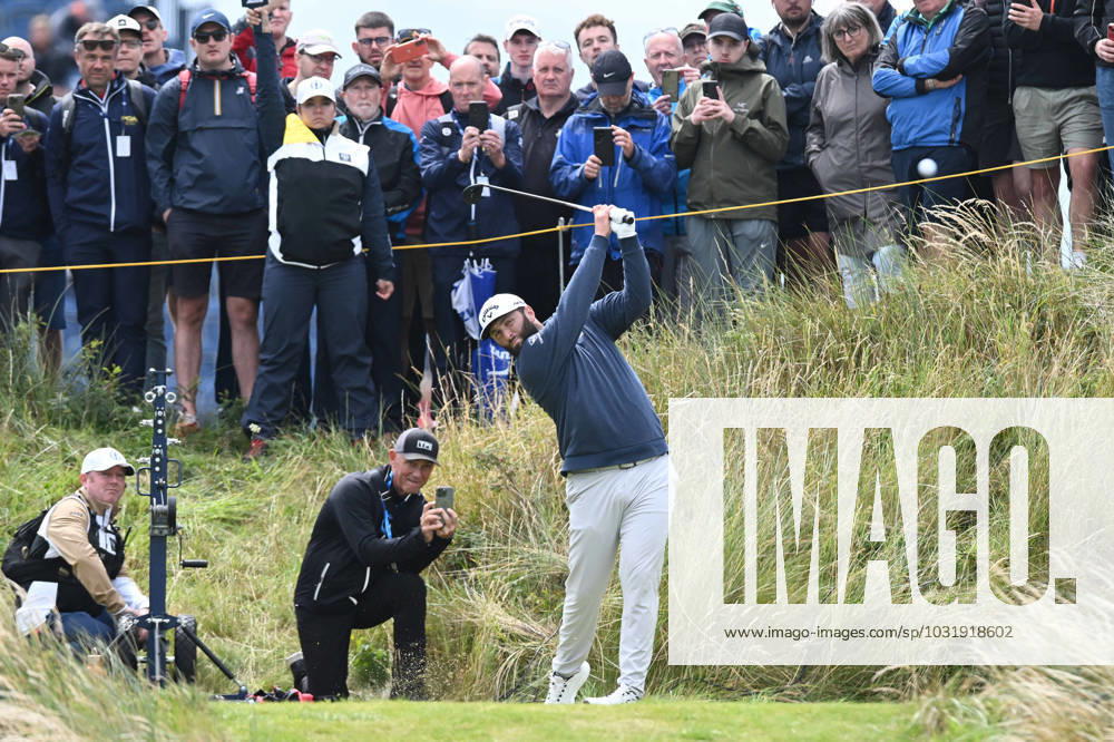 Mandatory Credit: Photo by Greig Cowie Shutterstock (14012011eh) Jon Rahm on the 14th Tee The British Open Championship, Practice, Golf, Royal Liverpool Golf Club, Liverpool, UK - 17 Jul 2023 The British Open Championship, Practice, Golf, Royal Liverpool Golf Club, Liverpool, UK - 17 Jul 2023