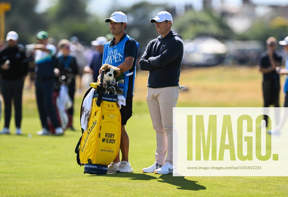 Mandatory Credit: Photo by Greig Cowie Shutterstock (14012011fh) Rory McIlroy and Caddy Harry Diamond on the 2nd fairway The British Open Championship, Practice, Golf, Royal Liverpool Golf Club, Liverpool, UK - 17 Jul 2023 The British Open Championship, Practice, Golf, Royal Liverpool Golf Club, Liverpool, UK - 17 Jul 2023