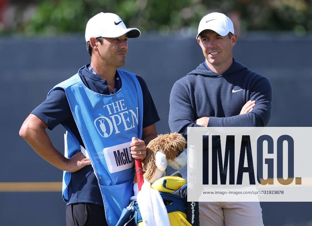 17th July 2023; Royal Liverpool Golf Club, Hoylake, Merseyside, England: The Open Championship Practice Day; Rory McIlroy (NIR) with his caddie Harry Diamond on the 2nd hole ActionPlus12532344 DavidxBlunsden