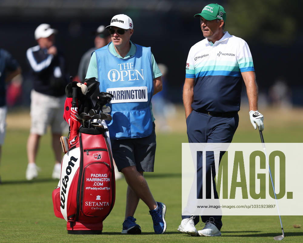 17th July 2023; Royal Liverpool Golf Club, Hoylake, Merseyside, England: The Open Championship Practice Day; Padraig Harrington (IRE) with his caddie on the 3rd fairway ActionPlus12532348 DavidxBlunsden