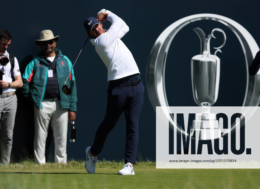 17th July 2023; Royal Liverpool Golf Club, Hoylake, Merseyside, England: The Open Championship Practice Day; Brooks Koepka (USA) plays from the tee at the 1st hole ActionPlus12532361 DavidxBlunsden