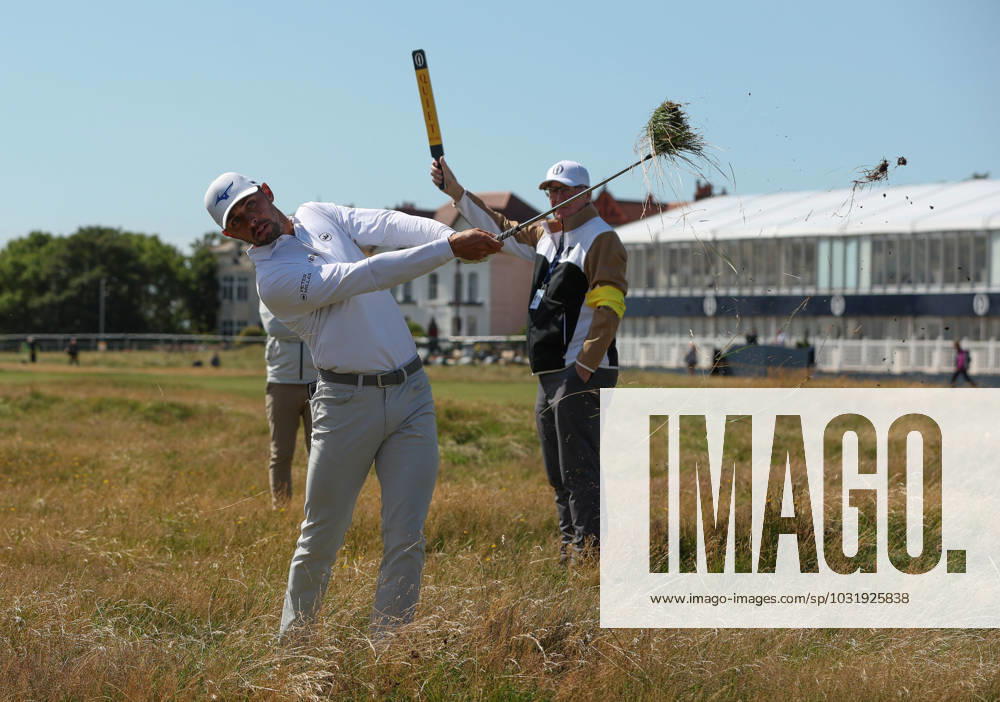 17th July 2023; Royal Liverpool Golf Club, Hoylake, Merseyside, England: The Open Championship Practice Day; Marco Penge (ENG) plays from deep rough on the 2nd hole ActionPlus12532363 DavidxBlunsden