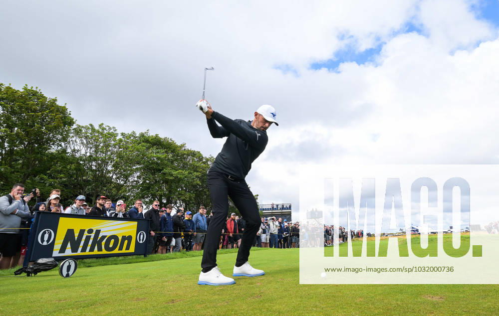 Mandatory Credit: Photo by Greig Cowie Shutterstock (14013394j) Marco Penge on the 5th Tee The British Open Championship, Practice, Golf, Royal Liverpool Golf Club, Liverpool, UK - 19 Jul 2023 The British Open Championship, Practice, Golf, Royal Liverpool Golf Club, Liverpool, UK - 19 Jul 2023