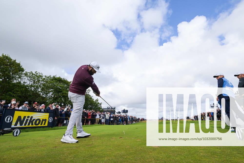 Mandatory Credit: Photo by Greig Cowie Shutterstock (14013394l) Jon Rahm on the 5th Tee The British Open Championship, Practice, Golf, Royal Liverpool Golf Club, Liverpool, UK - 19 Jul 2023 The British Open Championship, Practice, Golf, Royal Liverpool Golf Club, Liverpool, UK - 19 Jul 2023