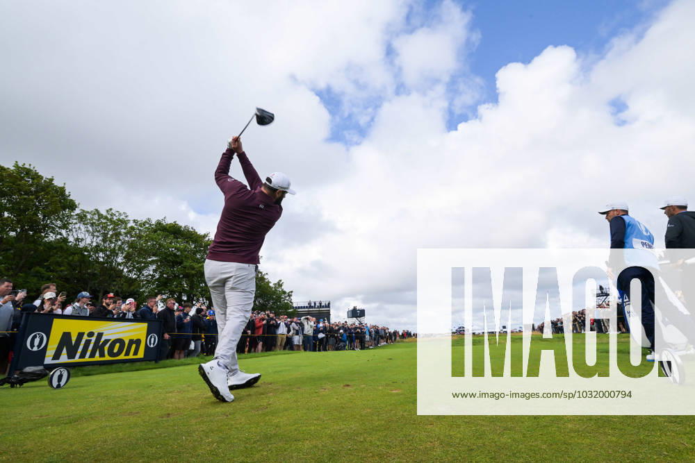 Mandatory Credit: Photo by Greig Cowie Shutterstock (14013394m) Jon Rahm on the 5th Tee The British Open Championship, Practice, Golf, Royal Liverpool Golf Club, Liverpool, UK - 19 Jul 2023 The British Open Championship, Practice, Golf, Royal Liverpool Golf Club, Liverpool, UK - 19 Jul 2023