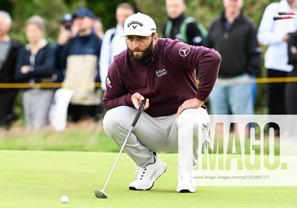 Mandatory Credit: Photo by Greig Cowie Shutterstock (14013394v) Jon Rahm on the 4th Green The British Open Championship, Practice, Golf, Royal Liverpool Golf Club, Liverpool, UK - 19 Jul 2023 The British Open Championship, Practice, Golf, Royal Liverpool Golf Club, Liverpool, UK - 19 Jul 2023