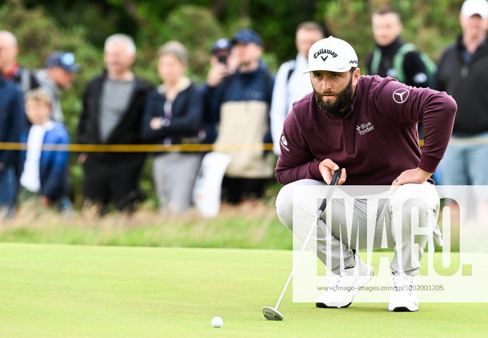Mandatory Credit: Photo by Greig Cowie Shutterstock (14013394t) Jon Rahm on the 4th Green The British Open Championship, Practice, Golf, Royal Liverpool Golf Club, Liverpool, UK - 19 Jul 2023 The British Open Championship, Practice, Golf, Royal Liverpool Golf Club, Liverpool, UK - 19 Jul 2023