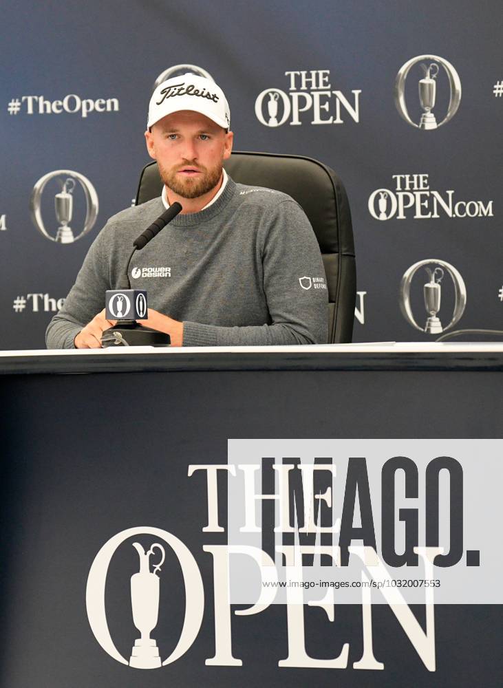Mandatory Credit: Photo by Dave Shopland Shutterstock (14014730i) USA Open Golf Champion 2023 Wyndham Clark gives press conference, PK, Pressekonferenz The British Open Championship, Practice, Golf, Royal Liverpool Golf Club, Liverpool, UK - 19 Jul 2023 The British Open Championship, Practice, Golf, Royal Liverpool Golf Club, Liverpool, UK - 19 Jul 2023