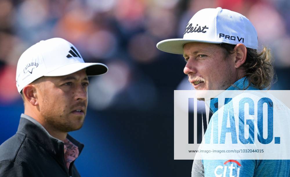Mandatory Credit: Photo by Greig Cowie Shutterstock (14015622r) Cameron Smith on the 1st Green in deep conversation with Xander Schauffele The British Open Championship, Day One, Golf, Royal Liverpool Golf Club, Liverpool, UK - 20 Jul 2023 The British Open Championship, Day One, Golf, Royal Liverpool Golf Club, Liverpool, UK - 20 Jul 2023