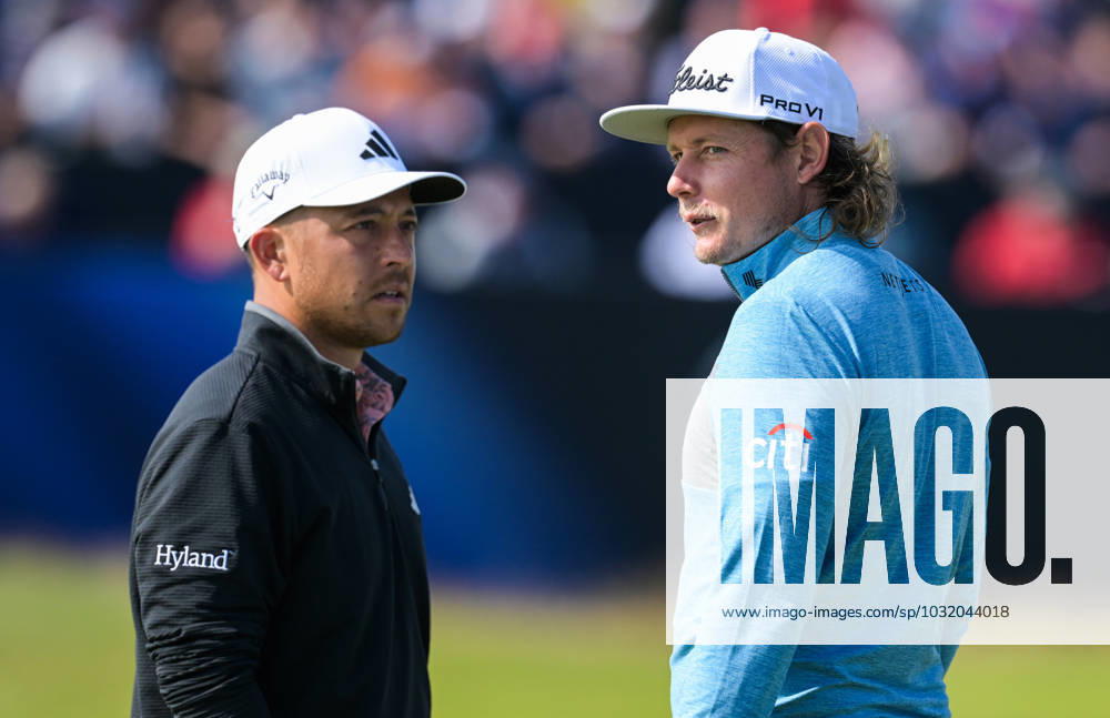 Mandatory Credit: Photo by Greig Cowie Shutterstock (14015622s) Cameron Smith on the 1st Green in deep conversation with Xander Schauffele The British Open Championship, Day One, Golf, Royal Liverpool Golf Club, Liverpool, UK - 20 Jul 2023 The British Open Championship, Day One, Golf, Royal Liverpool Golf Club, Liverpool, UK - 20 Jul 2023