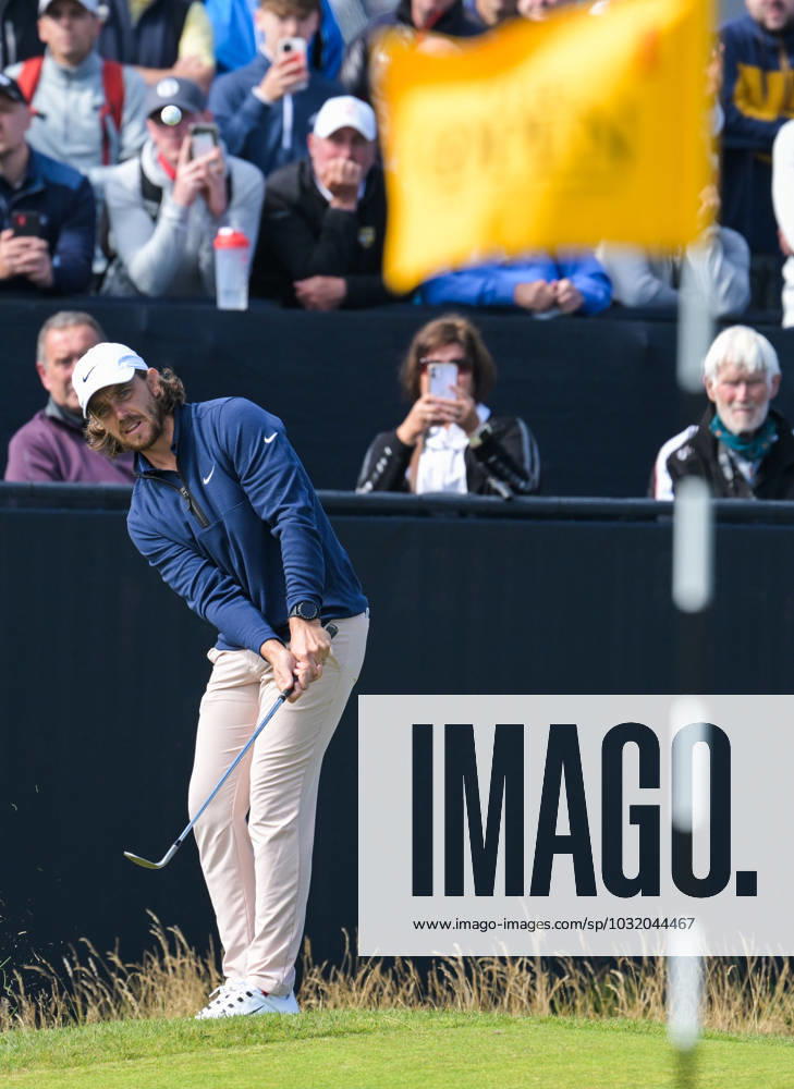 Mandatory Credit: Photo by Greig Cowie Shutterstock (14015622ap) Tommy Fleetwood chips onto the 1st Green The British Open Championship, Day One, Golf, Royal Liverpool Golf Club, Liverpool, UK - 20 Jul 2023 The British Open Championship, Day One, Golf, Royal Liverpool Golf Club, Liverpool, UK - 20 Jul 2023