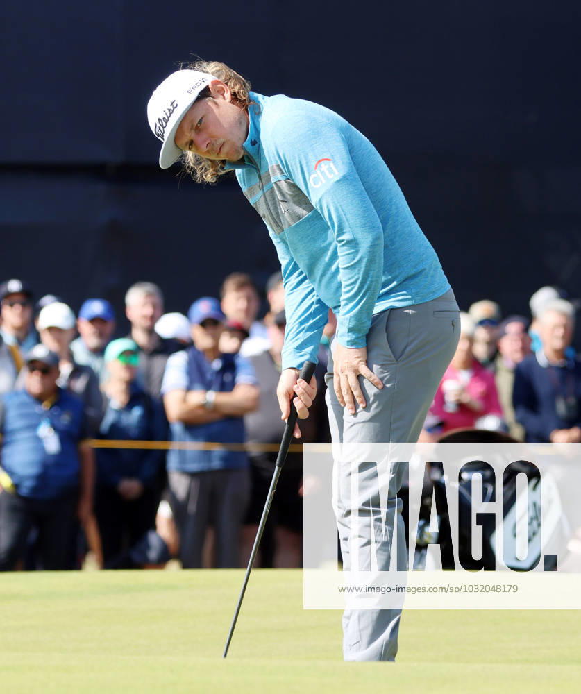 Last year s Open winner Australian Cameron Smith lines up a putt on the second green on the first day at the 151st Open Championship at the Royal Liverpool Golf Club in Hoylake England on Thursday, July 20, 2023. LON2023072015a HUGOxPHILPOTT