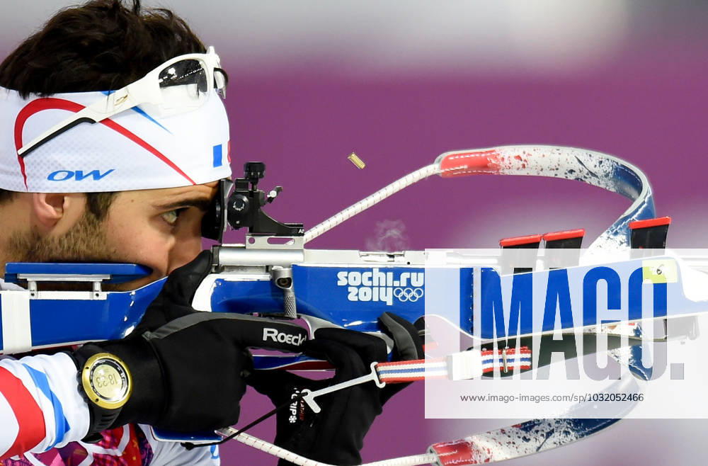 Winter Olympics - Martin Fourcade Wins Gold Medal - Sochi France s Martin Fourcade in action during the Men s Biathlon 12.5km Pursuit competition during the Sochi 2014 Olympic Games, Olympische Spiele, Olympia, OS at the Laura Cross Biathlon Center in Krasnaya Polyana, near Sochi, Russia on February 10, 2014. Photo by Nicolas Gouhier ABACAPRESS.COM Sochi Krasnaya Polyana Russia