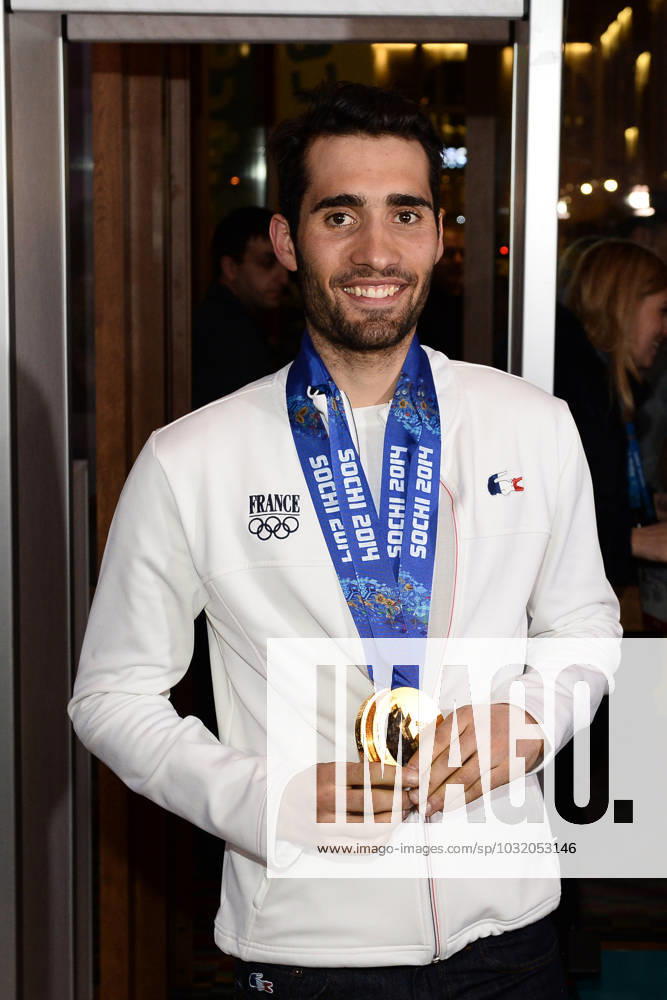 Winter Olympics - Martin Fourcade Celebrates At Club France - Sochi Gold medalist Martin Fourcade of France celebrates at Club France after he won gold in the Men s Individual 20km during the Sochi 2014 Winter Olympics on February 14, 2014 in Sochi, Russia. Photo Gouhier-Zabulon ABACAPRESS.COM Sochi Russia