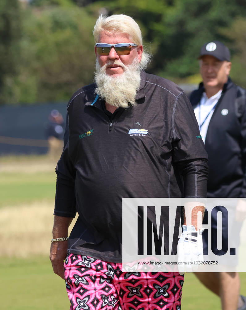 American John Daly walks down the 1st fairway on the first day at the 151st Open Championship at Royal Liverpool Golf Club in Hoylake, England on Thursday, July 20, 2023. LON2023072051 HUGOxPHILPOTT