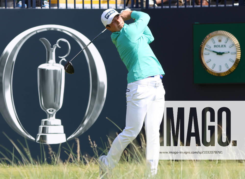 Norways Viktor Hovland tees off on the 1st hole on the first day at the 151st Open Championship at Royal Liverpool Golf Club in Hoylake, England on Thursday, July 20, 2023. LON2023072077 HUGOxPHILPOTT