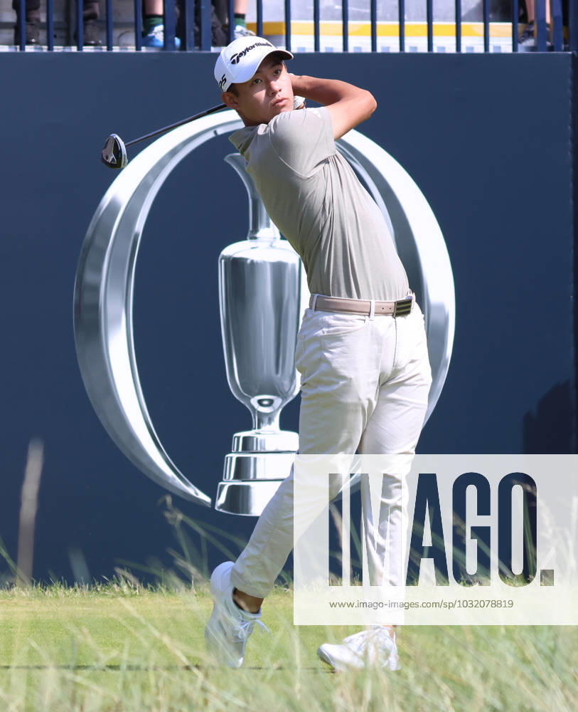 American Collin Morikawa drives on the 1st tee on the first day at the 151st Open Championship at Royal Liverpool Golf Club in Hoylake, England on Thursday, July 20, 2023. LON2023072090 HUGOxPHILPOTT