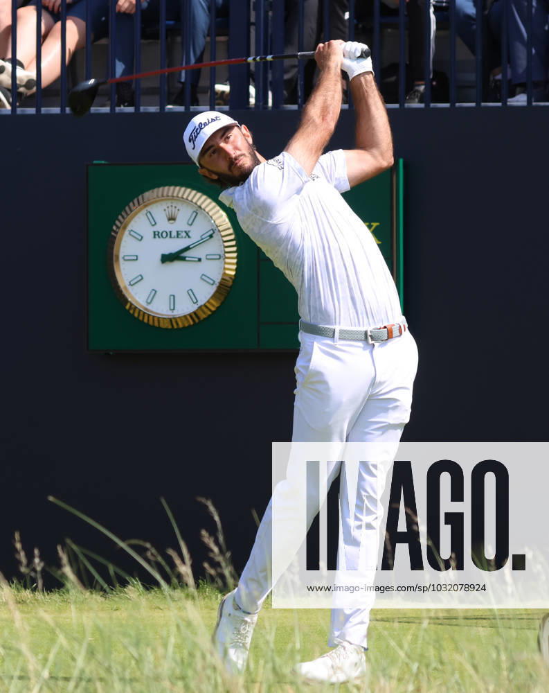 American Max Homa drives on the 1st tee on the first day at the 151st Open Championship at Royal Liverpool Golf Club in Hoylake, England on Thursday, July 20, 2023. LON2023072092 HUGOxPHILPOTT