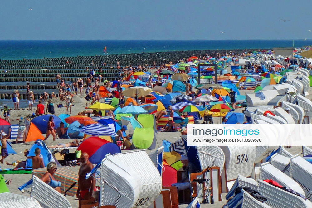 Summer holidays in Germany Full beach in Zingst on the Darß Relaxation in Mecklenburg Vorpommern, nothing more to notice of Corona Holidaymakers and locals here in Zingst on the Darß 19 08 2020 in Baltic Sea spa Zingst Coronavirus