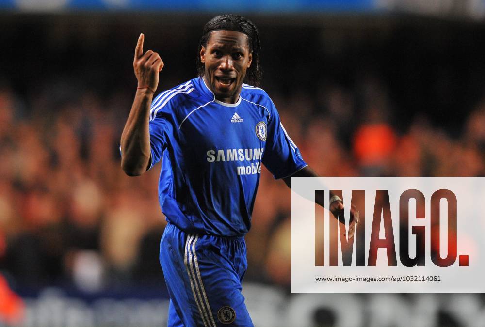 UEFA Champions League Soccer match, Semi Final, Chelsea vs Liverpool Chelsea s Didier Drogba reacts after scoring his second goal during the UEFA Champions League Soccer match, Semi Final, Second Leg, Chelsea vs Liverpool at the Stamford Bridge in London, UK on April 30, 2008. Chelsea won 3-2. Chelsea reach his first Champions League final. Photo by Steeve McMay Cameleon ABACAPRESS.COM London -