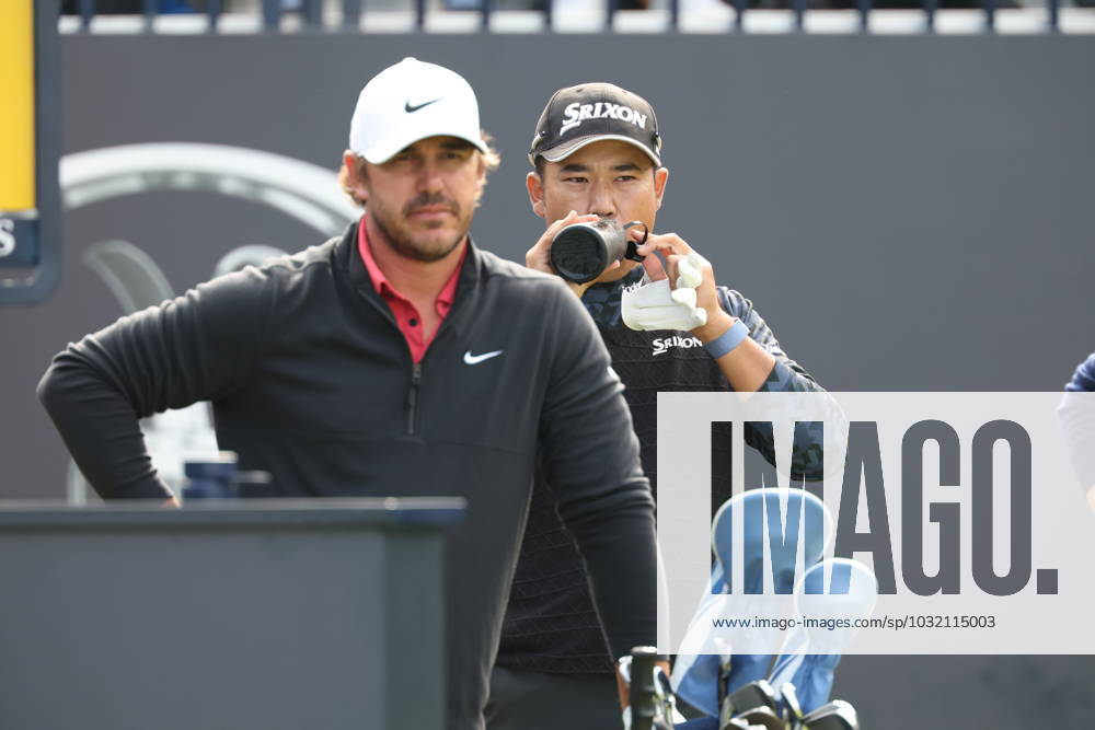 (L-R) United States Brooks Koepka and Japan s Hideki Matsuyama during the day 1 of the 2023 British Open Golf Championship at the Royal Liverpool Golf Club in Wirral, England, on July 20, 2023. Noxthirdxpartyxsales (224540056)