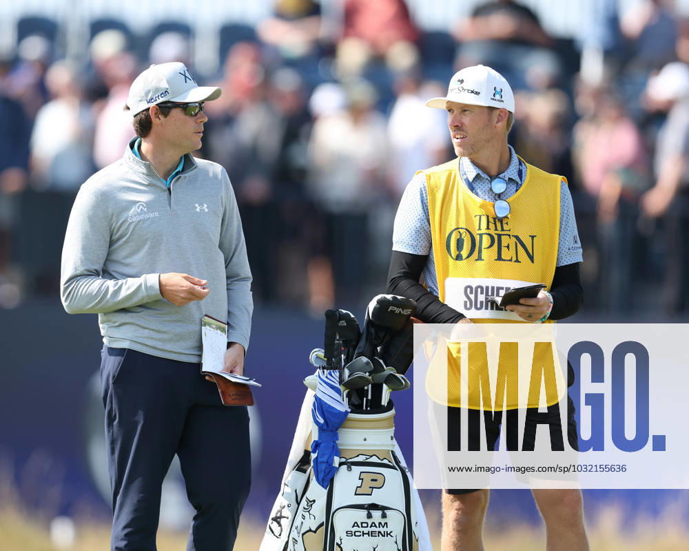 20th July 2023; Royal Liverpool Golf Club, Hoylake, Merseyside, England: The Open Championship Round 1; Adam Schenk consults his caddie ActionPlus12533073 DavidxBlunsden