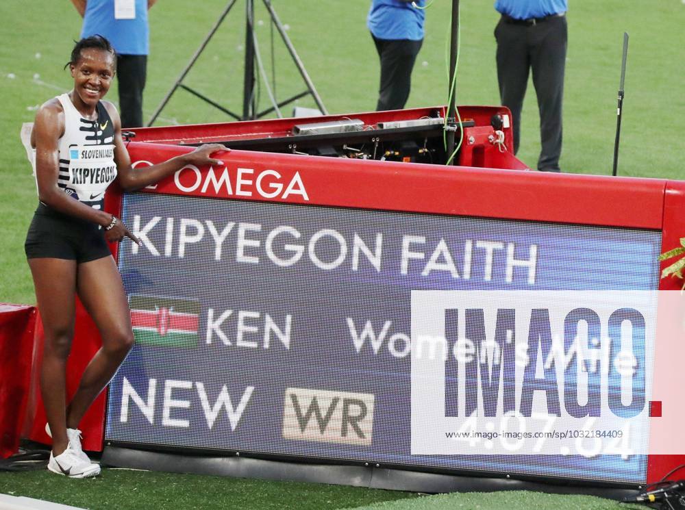 KW29 Meeting Herculis Monaco PHOTOPQR NICE MATIN Cyril Dodergny ; Monaco ; 21 07 2023 ; Monaco le 21 07 2023 - Stade Louis II - meeting international d athletisme Herculis - Diamond League - 1 Mile Femme - Vainqueur et record du monde - Faith KIPYEGON Monaco France