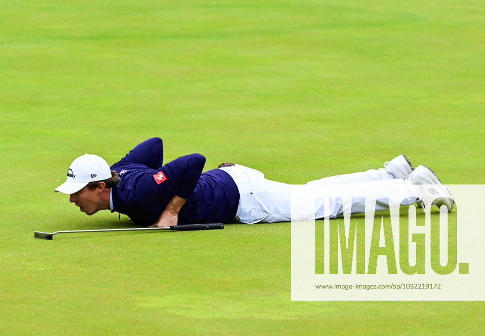 Mandatory Credit: Photo by Greig Cowie Shutterstock (14015635bf) Matt Fitzpatrick lines up a putt on the 18th Green, which he missed The British Open Championship, Day Three, Golf, Royal Liverpool Golf Club, Liverpool, UK - 22 Jul 2023 The British Open Championship, Day Three, Golf, Royal Liverpool Golf Club, Liverpool, UK - 22 Jul 2023