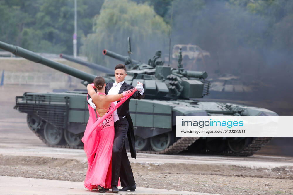 A tank waltz show takes place at Patriot Park on the Sambek Heights memorial grounds as part of the Army 2020 International Military Technical Forum. Valery Matytsin TASS TS0E4194