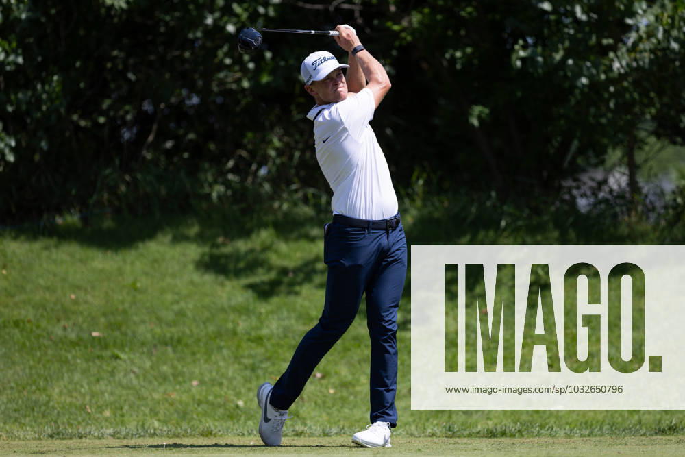 BLAINE, MN - JULY 28: Vincent Norrman hits a tee shot on the sixth hole during the second round of the 3M Open at TPC Twin Cities on July 28, 2023 in Blaine, Minnesota. (Photo by Bailey Hillesheim Icon Sportswire) GOLF: JUL 28 PGA, Golf Herren - 3M Open Icon2307280223